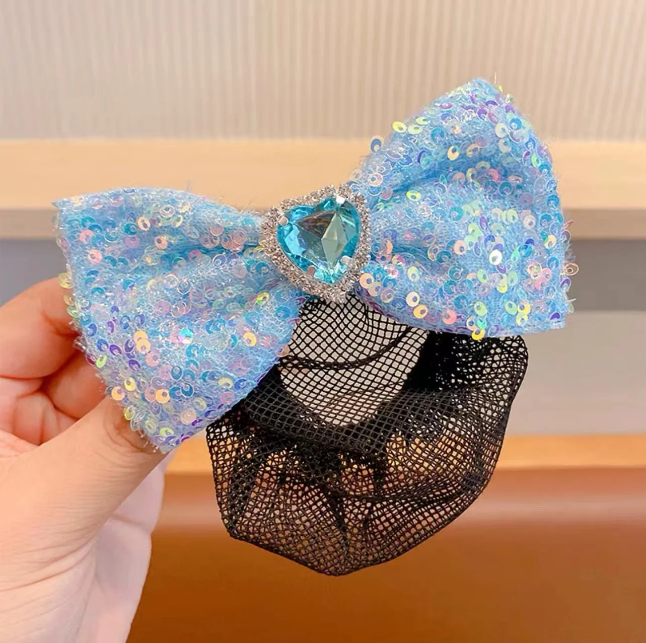 2Pcs Bow Multicolored sequin net Girl's hair croquette hairpin - Image 5