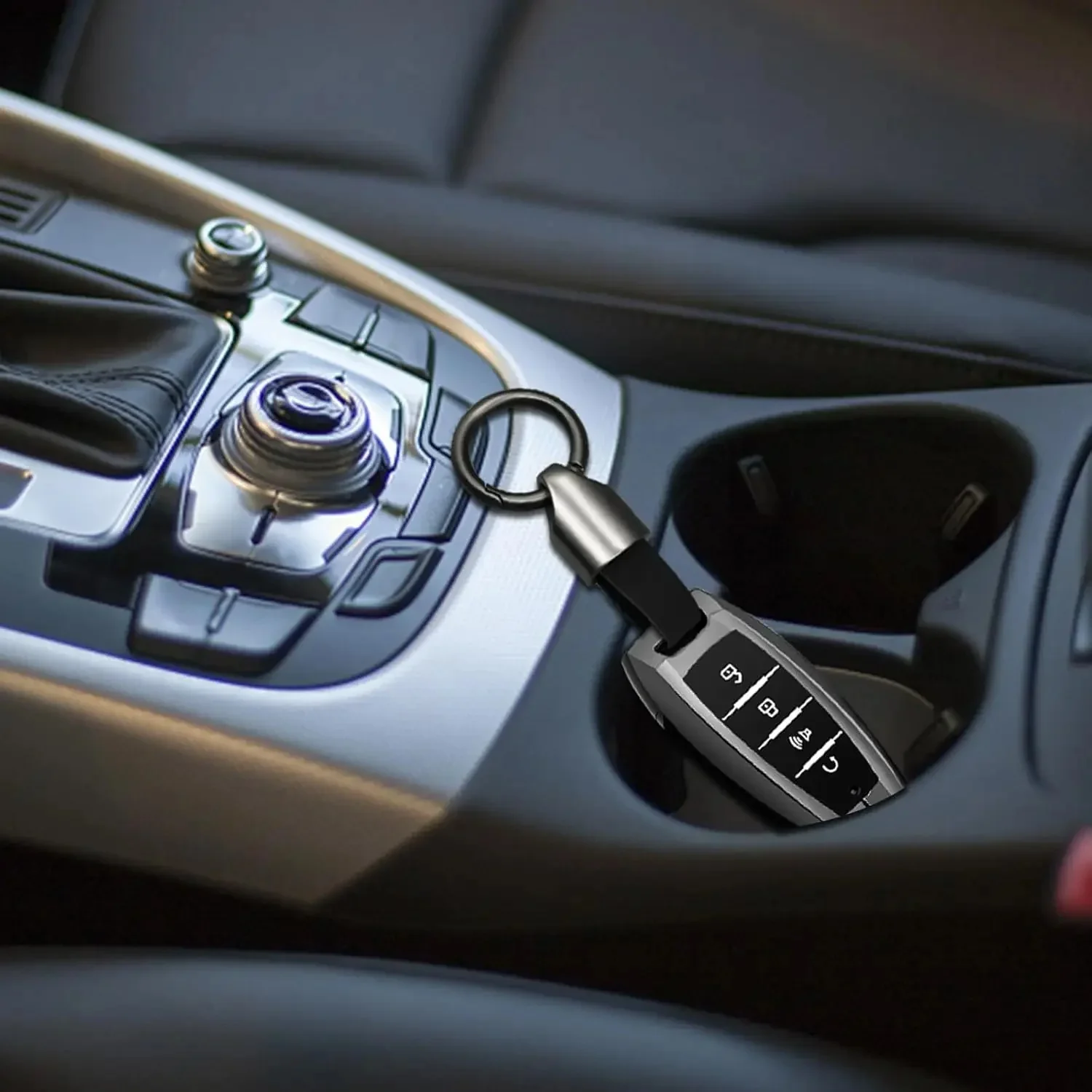 Leather Car Key Chain Ring Clip - Image 3