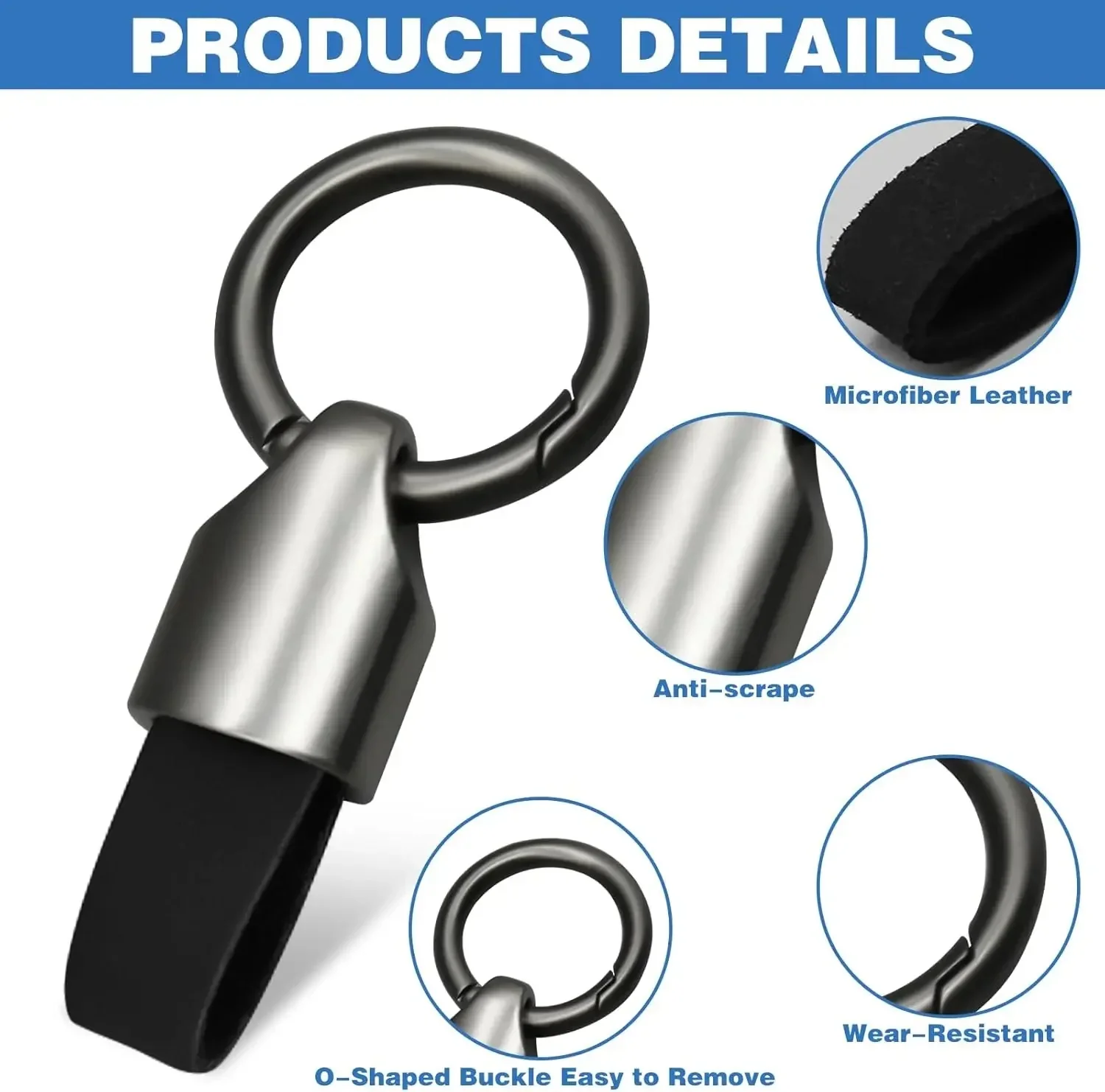 Leather Car Key Chain Ring Clip - Image 4